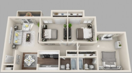 El Castillo Apartments 3 Bedroom 2 Bathroom floor plan