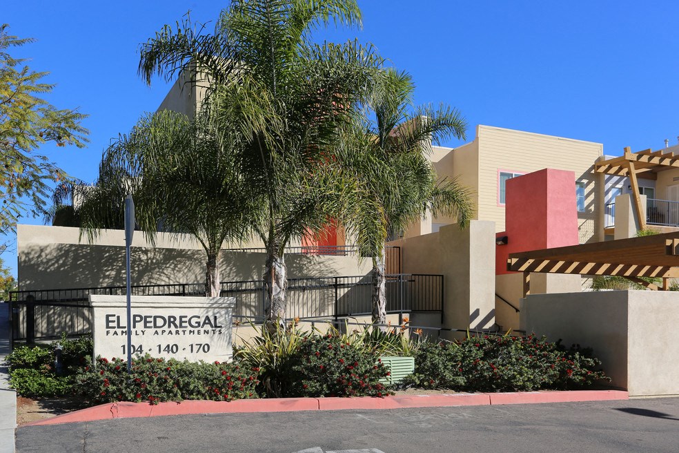 El Pedregal Apartments signage and exterior building