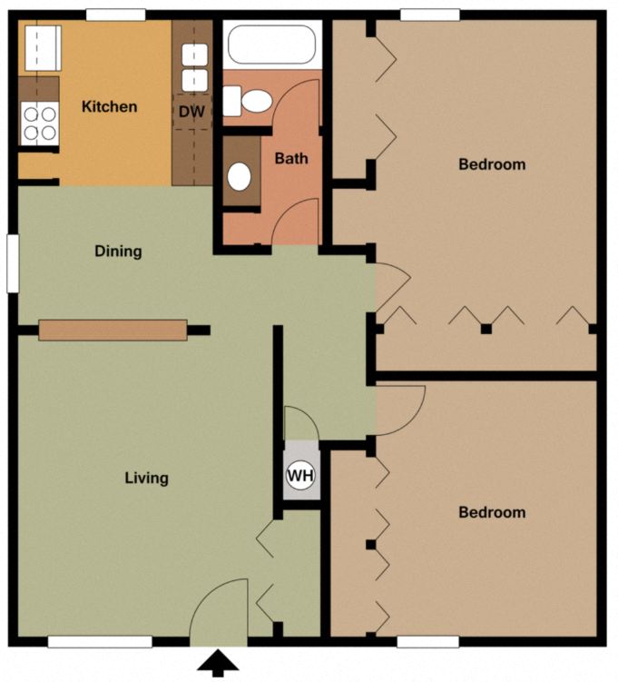 Fashionaire 2 bedroom 1 bathroom floor plan