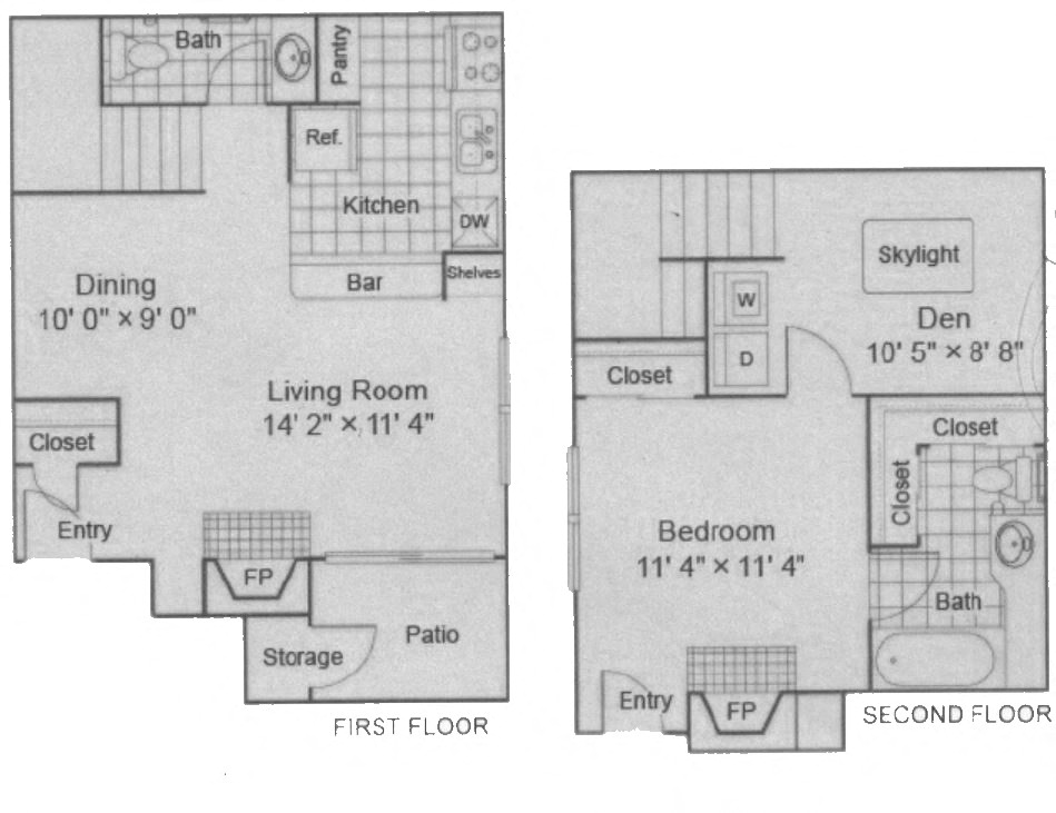 Fielders Crossing 2 story 1 bedroom 1.5 bathroom floor plan