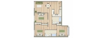 a floor plan of a house with a bedroom and a living room