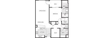 Horizons at Calabasas 1Bed 2Bath + Study Plan A Floorplan