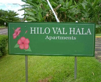 Hilo Val Hala exterior signage Hilo Val Hala signage
