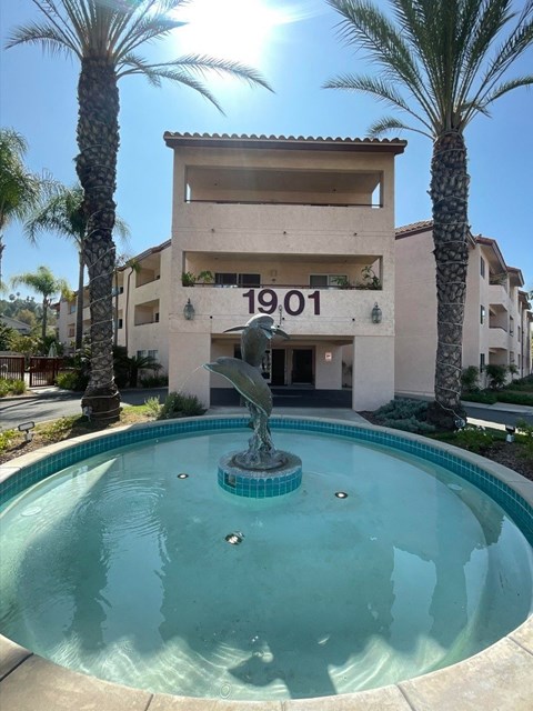 Hacienda Senior Villas front entrance fountain