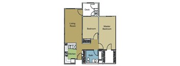 a floor plan of a room with a bedroom and a living room