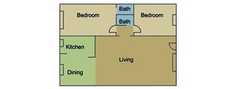 Heritage Park At Monrovia 2 bedroom 2 bathroom floorplan- 900 sq ft