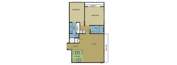 a floor plan of a bedroom apartment with a bathroom and a living room