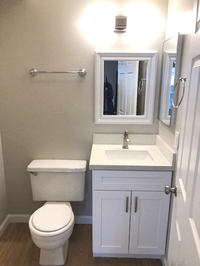 Monarch Terrace bathroom vanity and toilet