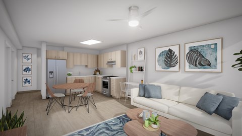 Hale Kalele Apartments Living Room and Kitchen