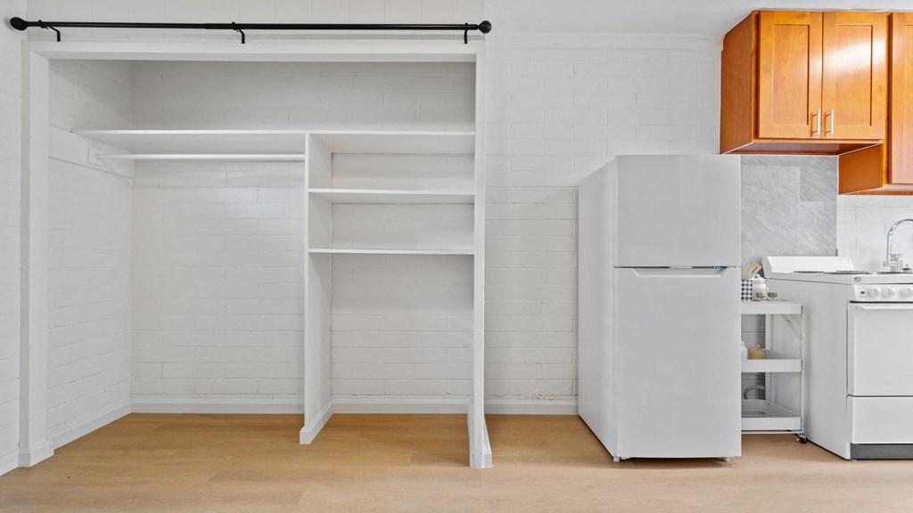 Kahakai Apartments kitchen and storage