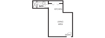 Efficiency apartment floor plan by UCLA in Westwood