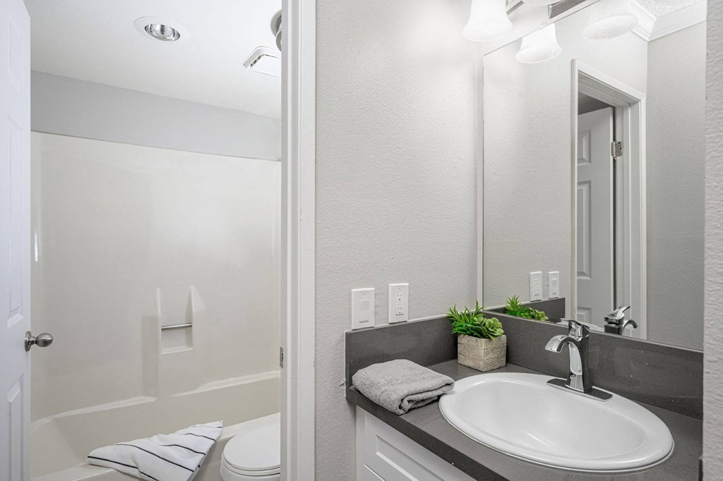 Mountain View sink vanity in bathroom