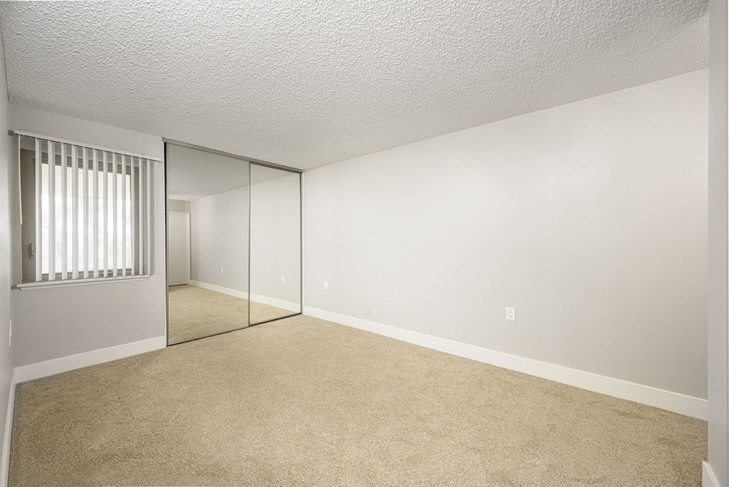 Mountain View Bedroom with sliding mirrored closet
