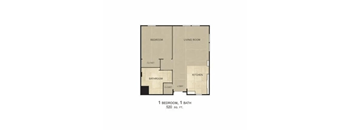 the floor plan of 2 bedroom 1 bath