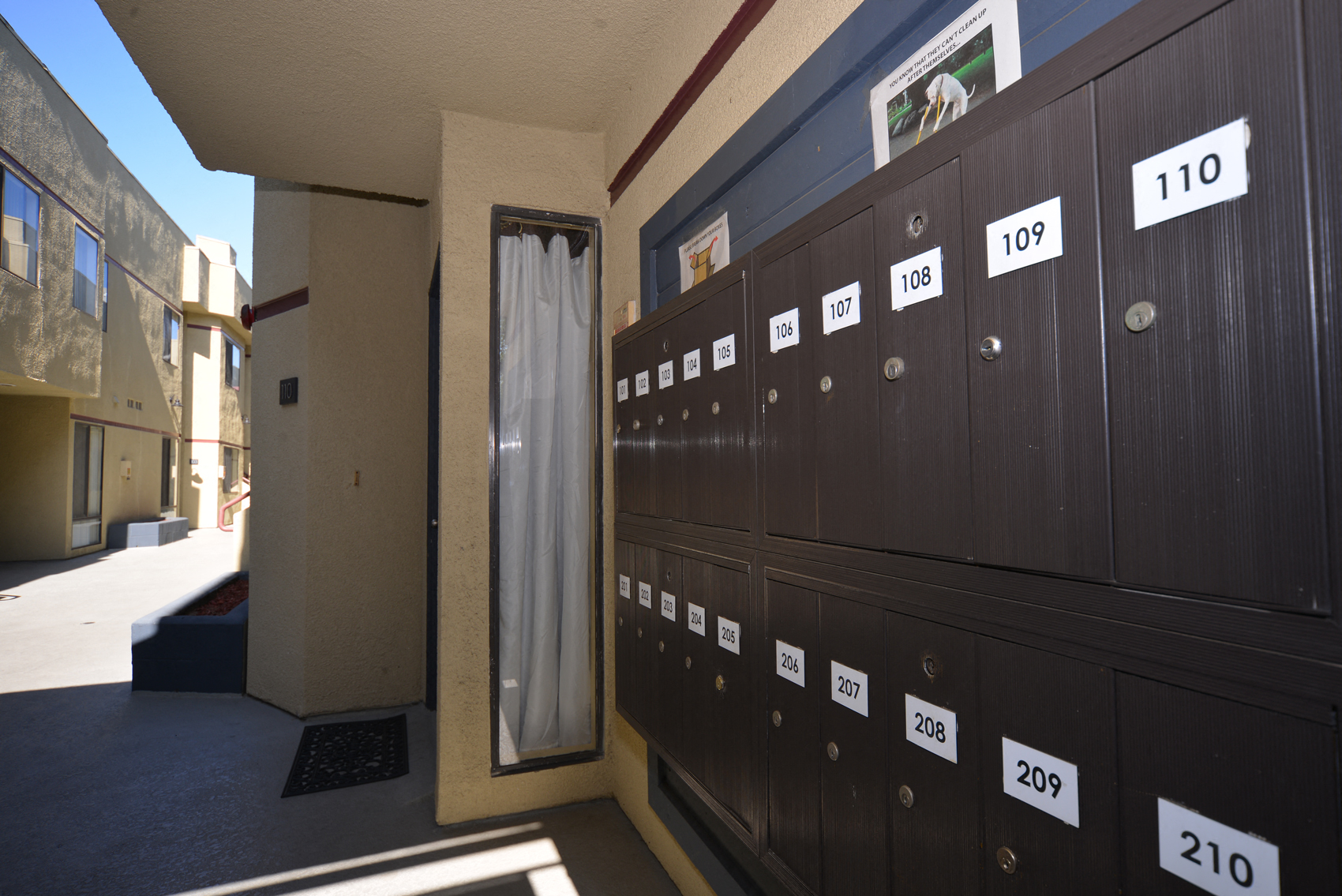 Monarch Terrace mailbox area reverse view