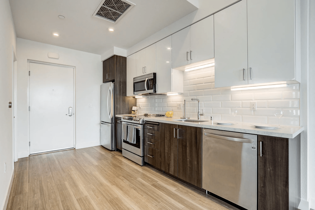 Maya Apartments kitchen and entryway