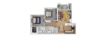 a bedroom floor plan and a bathroom with a closet
