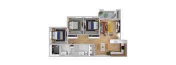 a floor plan of a house with a bedroom and a living room