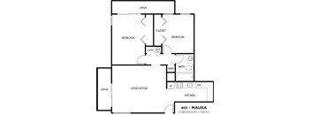 Napili Towers 2Bed 1Bath Floor Plan