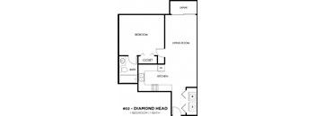 Napili Towers 1Bed 1Bath Floor Plan