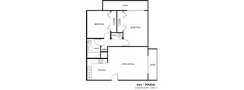 Napili Towers 2Bed 1Bath Floor Plan