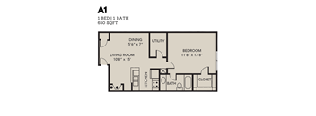 Oak Tree Village 1 Bedroom Floor Plan A1