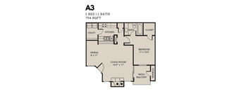 Oak Tree Village 1 Bedroom Floor Plan A3