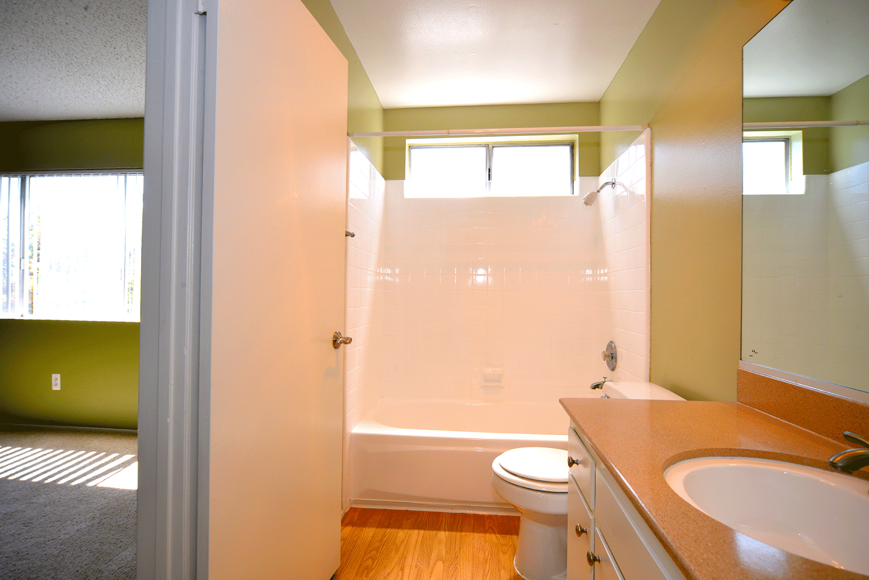 Ocean View Townhomes bathroom vanity, toilet, and shower
