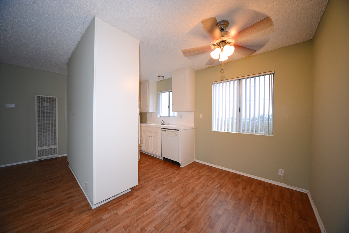 Ocean View Townhomes reverse view of kitchen and living room