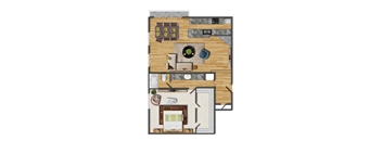 Large one bedroom apartment for rent near downtown los angeles with large kitchen