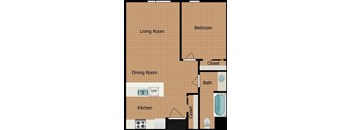 Pacific Pointe One Bedroom One Bathroom Floorplan