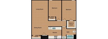 Pacific Pointe Two Bedroom One Bathroom Floorplan