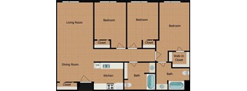 Pacific Pointe Three Bedroom Two Bathroom Floorplan