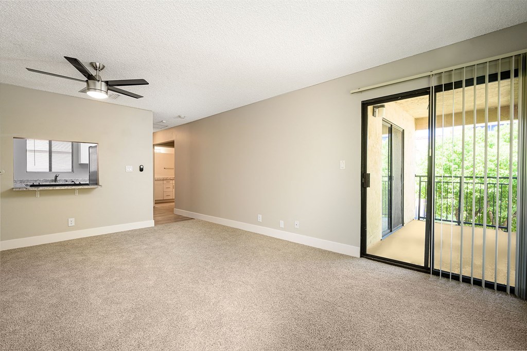 The Plaza at Canoga Park Renovated Living Room Area with Balcony