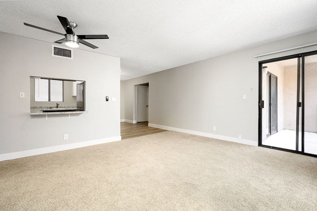 The Plaza at Canoga Park Renovated Living Room Area with Balcony