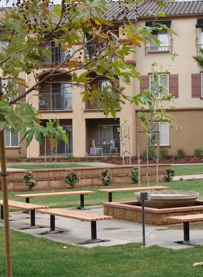 Perris Isle courtyard with seating