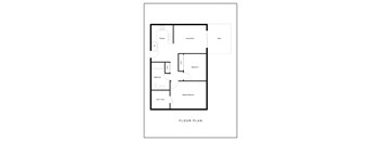 a floor plan of a house with a bedroom and a living room