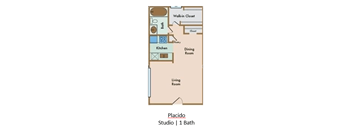 LaVita on Lovers Lane Studio 1 bathroom floor plan