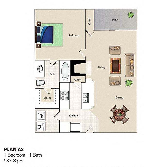 Soho Apartments 1 Bedroom 1 Bathroom floor plan