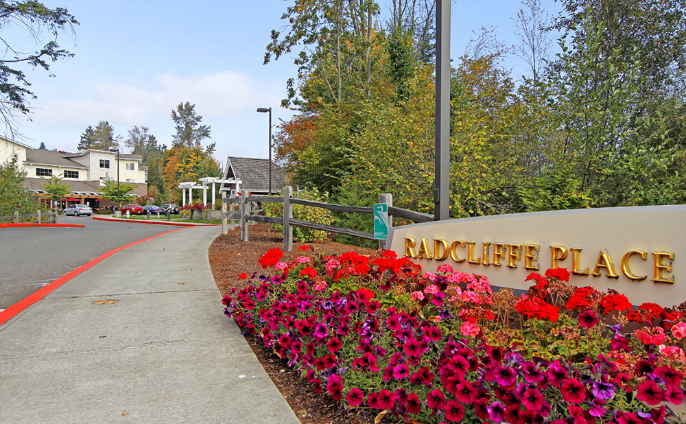 Radcliffe Place Apartments walkway and sign