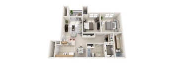 Reserve at South Creek Apartments Timberline 2 Bedroom 2 Bathroom Floorplan