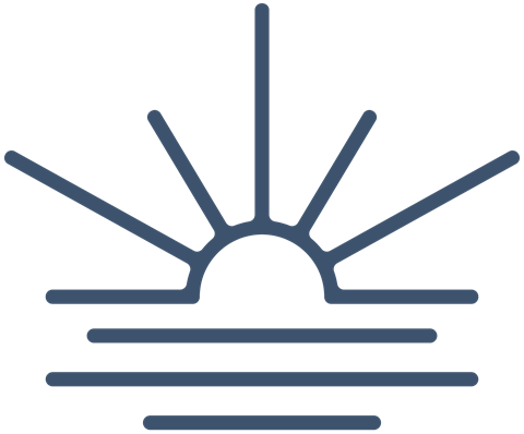 a green and blue illustration of a sun with rays emanating from it