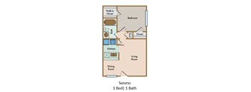 LaVita on Lovers Lane 1 bedroom 1 bathroom floor plan