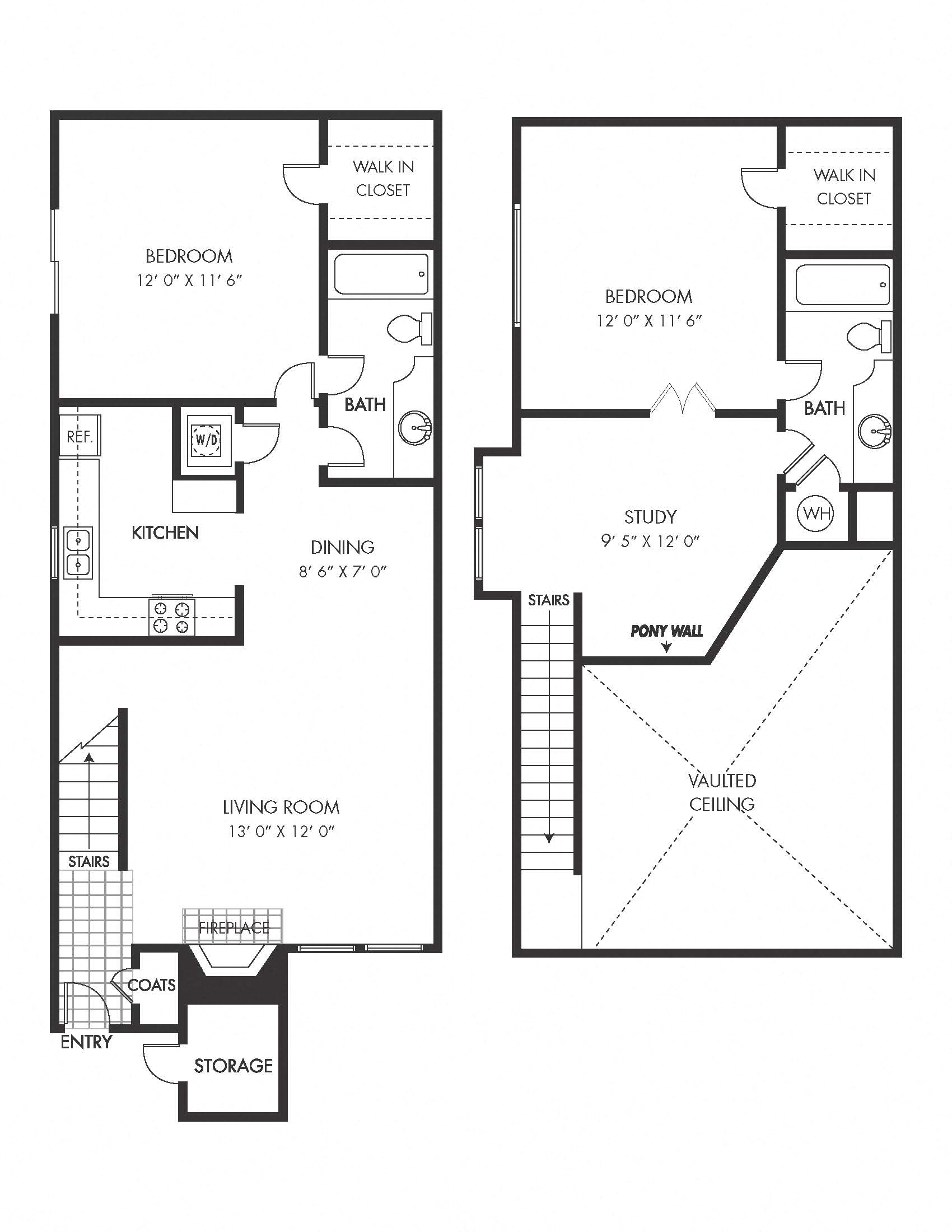 Sevilla Apartments 2 bedroom 2 bathroom with loft floor plan