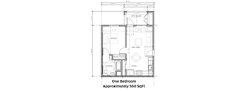 a floor plan of a one bedroom apartment with balcony