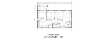 a floor plan of the three bedroom apartment