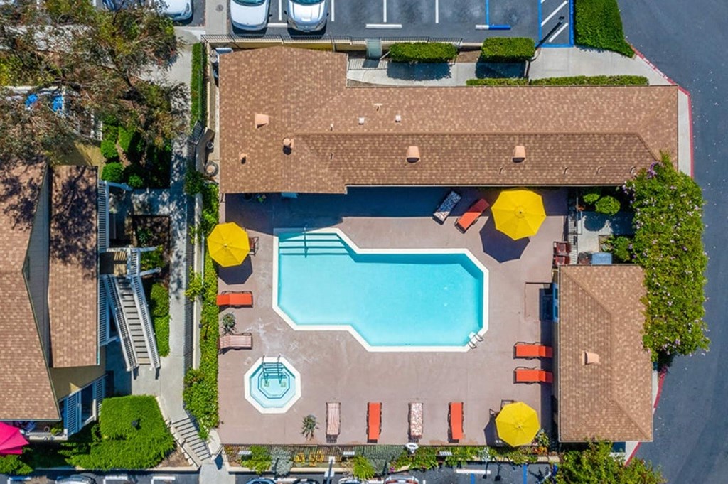 Spring Villa aerial view of pool