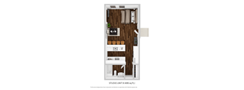 The Highlands Studio 495 sq ft floor plan