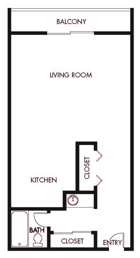 Axiom Westwood Luxury Apartments studio floor plan