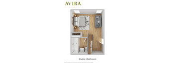Avira at Glendale  Studio with 1 Bathroom 3D Floorplan